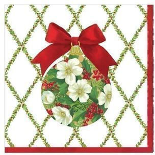 Caspari Ornament Trellis Set of Christmas Napkins L12.5xW12.5cm. 20pcs