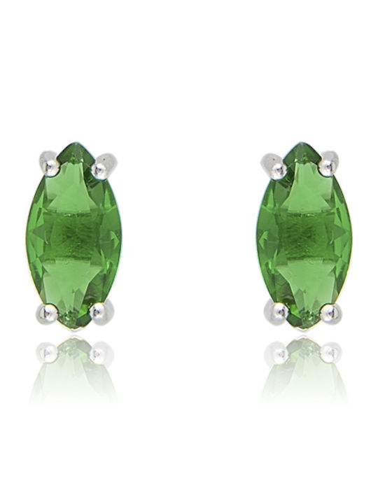 Sava Jewellery Green Stud Earrings with Stones in Silver