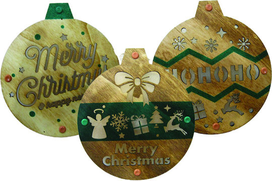 AGC Illuminated Christmas Wooden Figure Ball Height 13cm 2pcs (Μiscellaneous Designs)