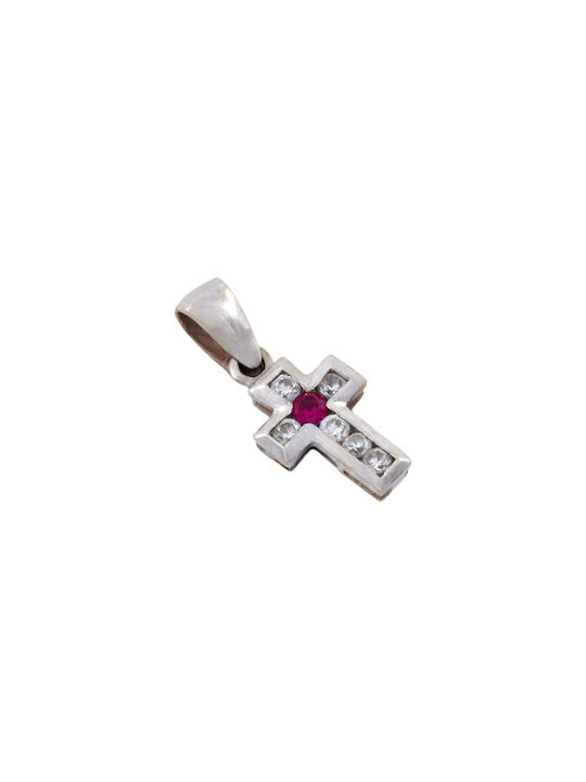 Women's White Gold Cross 18K