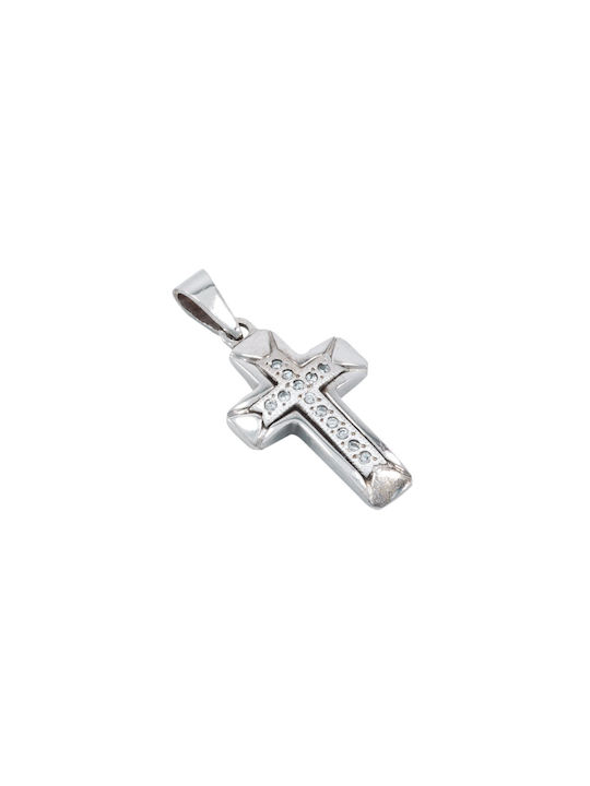 White Gold Cross 14K Double Sided