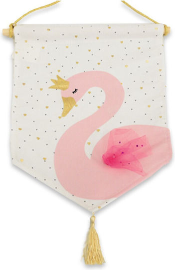 Melia Banner Decorativ pentru Copii Lebăda Roz 22x30cm