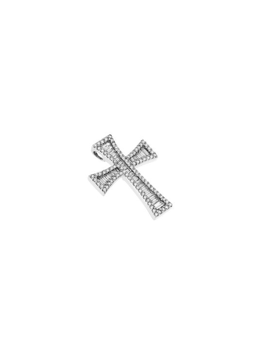 Women's White Gold Cross 18K