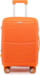 Amber Μεσαία Βαλίτσα Ταξιδιού Πορτοκαλί με 4 Ρόδες Ύψους 65εκ.