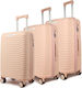 Amber Travel Suitcases Pink with 4 Wheels Set 3pcs