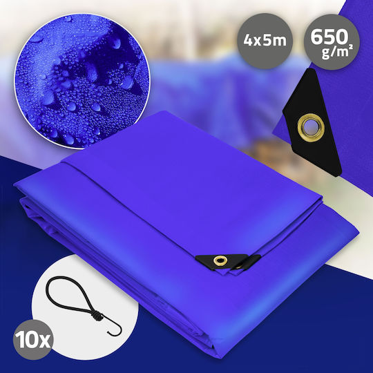 ECD Germany Waterproof Tarpaulin 650gr/m² 5x4m. Heavy Duty Blue