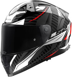 LS2 FF811 Vector II Carbon Savage Full Face Helmet with Pinlock and Sun Visor ECE 22.06 1300gr Gloss White/Red/Grey