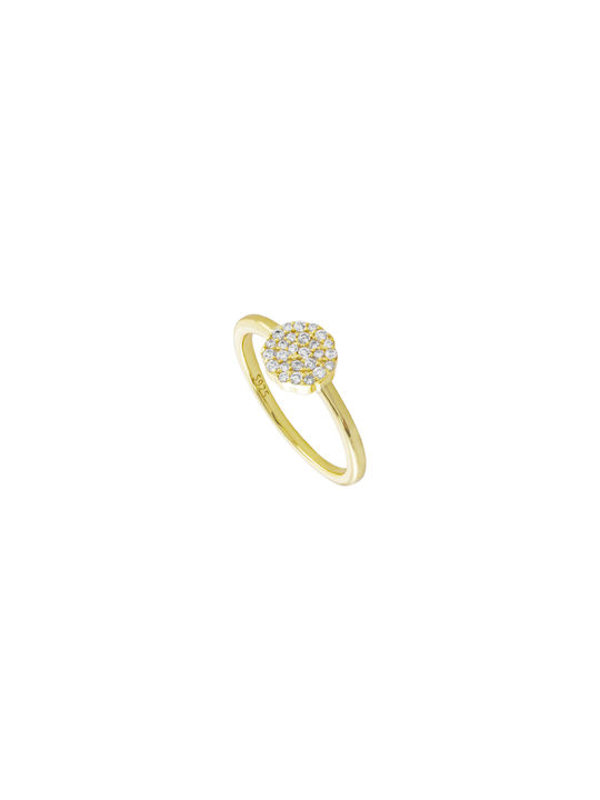 Loisir Women's Gold Plated Silver Ring with Zircon