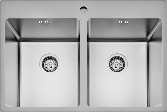 304# 71017 Drop-In Sink Inox W75xD50cm Silver