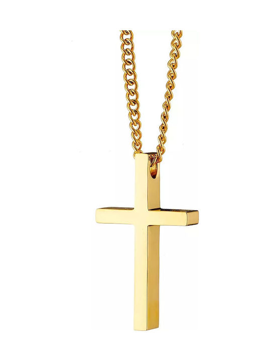 Oxzen Men's Cross from Gold Plated Steel with C...