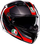 AGV K3 MPLK Striga Full Face Helmet with Pinlock and Sun Visor ECE 22.06 1500gr Black/Grey/Red