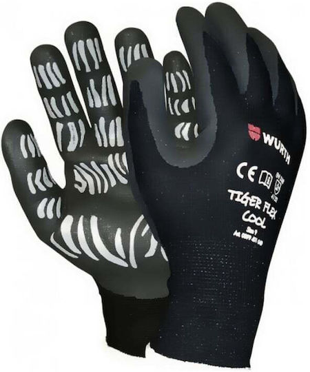 Wurth Tiger Flex Cool Γάντια Εργασίας Μαύρα Νιτριλίου