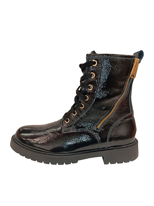 Leather Kids Boots with Zipper Black