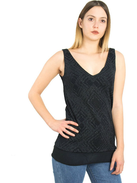 Ιριδίζον Women's Blouse Sleeveless black