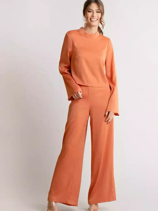 Women's Blouse Long Sleeve Rust.