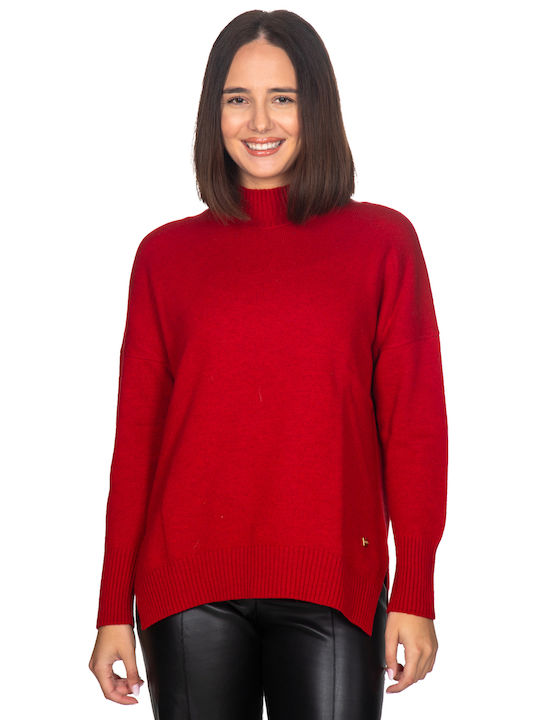 Vera Women's Long Sleeve Sweater Woolen Red
