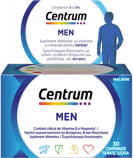 Centrum Men Πολυβιταμίνη Ειδικά Σχεδιασμένη για τον Άνδρα για Ενέργεια & Ενίσχυση του Ανοσοποιητικού 30 ταμπλέτες