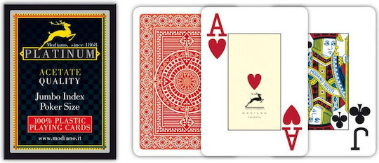 Modiano Platinum Acetate Τράπουλα Πλαστική για Poker Κόκκινη