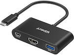 Anker PowerExpand USB-C Stație de andocare cu HDMI 4K PD Negru