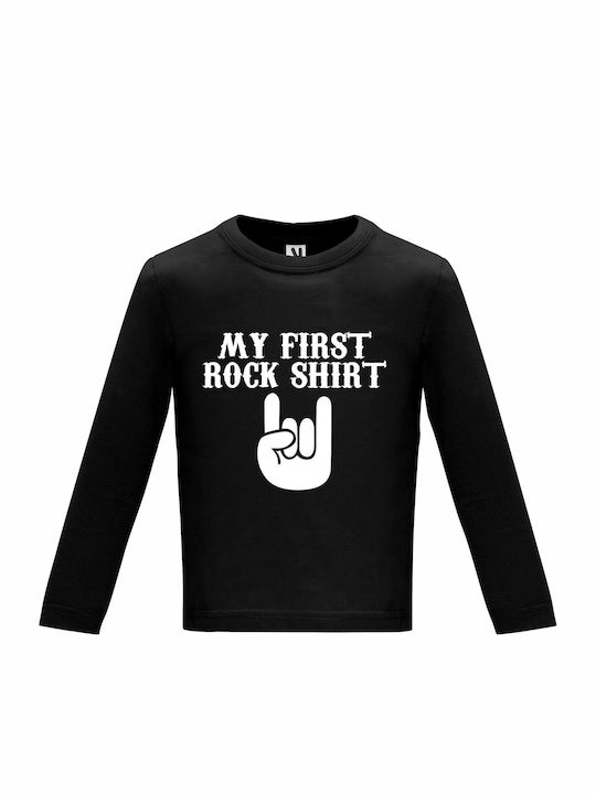 Kids Blouse Long Sleeve Black My First Rosck Shirt