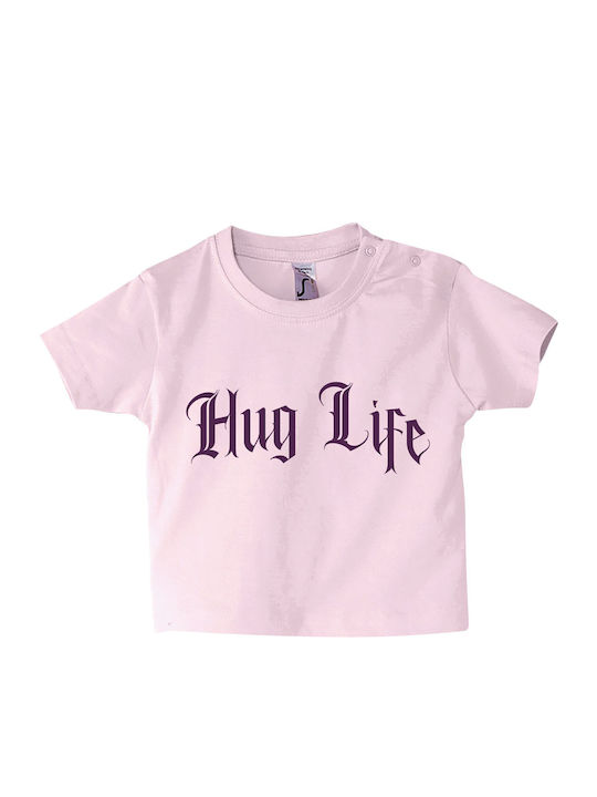 Kids Blouse Short Sleeve Baby Pink Hug Thug Life