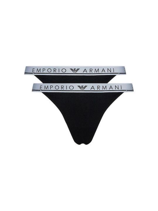 Armani Jeans Women's Cotton String Black 2Pack