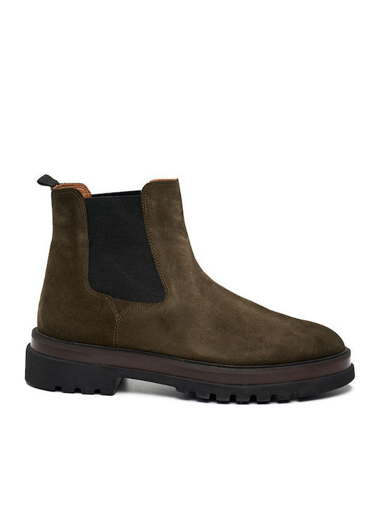 Leather Khaki Chelsea Boots