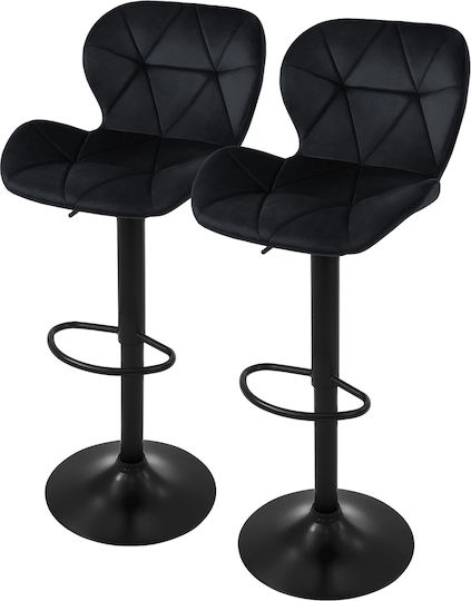 Hocker Bar mit Rückenlehne & Höhenverstellbar Black velvet 2Stück 41x47x79cm