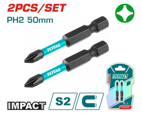 Total Set 2 Screwdriver Bits Cross