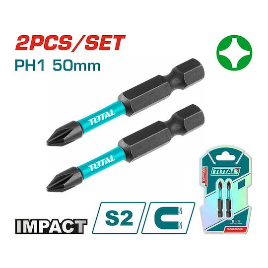 Total Set 2 Screwdriver Bits Cross