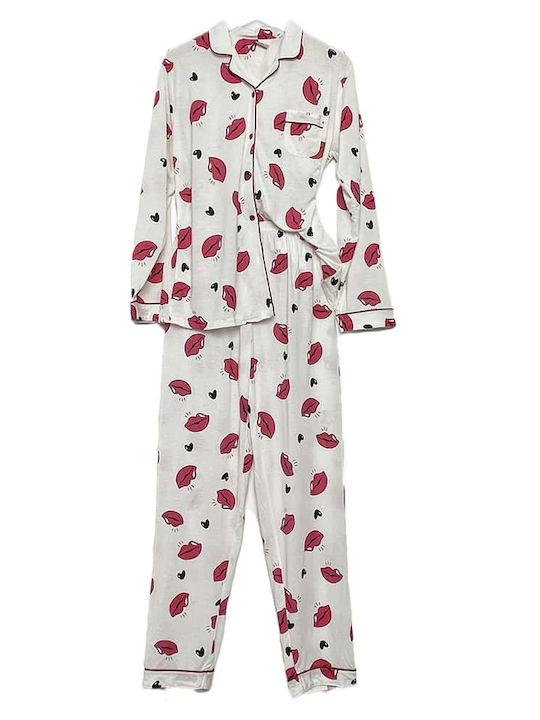 Cootaiya Winter Damen Pyjama-Set Weiß