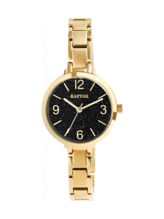 Raptor Γυναικείο Ρολόι 32mm Μπαταρίας με Χρυσό Μεταλλικό Μπρασελέ