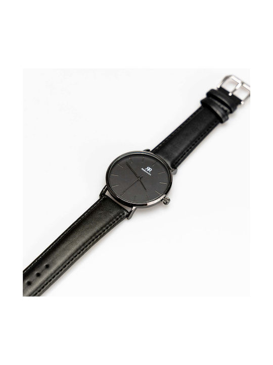Red Raven Watch Battery with Black Leather Strap