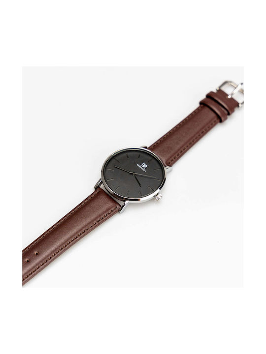 Red Raven Watch Battery with Black Leather Strap