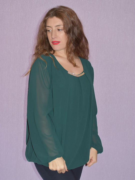 Raiden Women's Blouse Long Sleeve Green