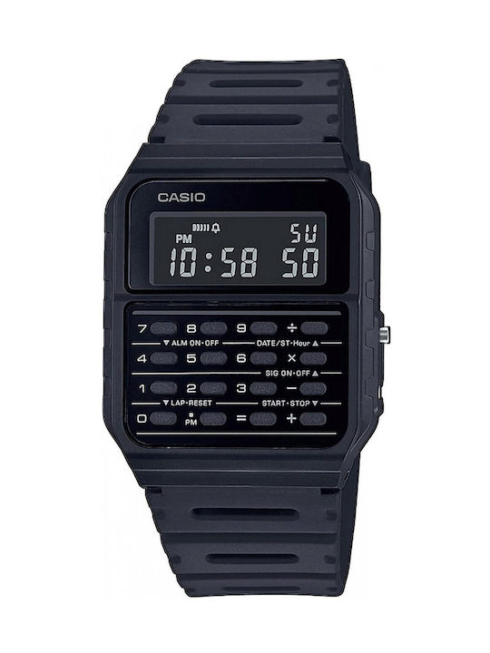 Casio Collection Digital Uhr Batterie mit Schwarz Kautschukarmband