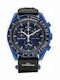 Swatch Moonswatch Mission Ανδρικό Ρολόι Μπαταρίας με Μαύρο Υφασμάτινο Λουράκι