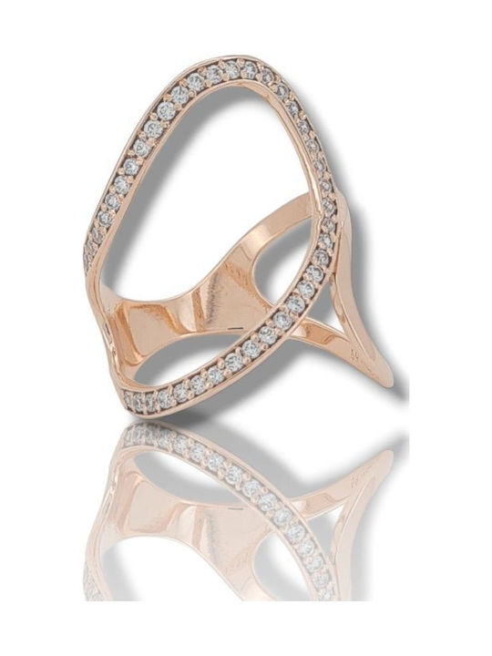Mentzos Дамски Пръстен с Циркони от Розово злато 14K