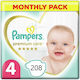 Pampers Premium Care Πάνες με Αυτοκόλλητο No. 4 για 9-14kg 208τμχ