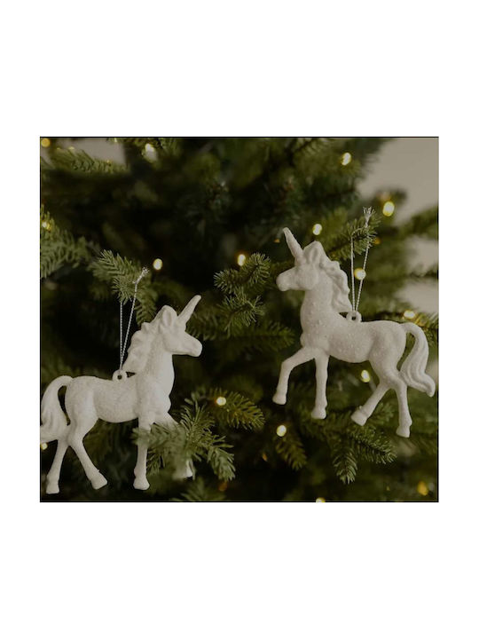 Hängendes Ornament Weiß 12x10cm Set 2Stück