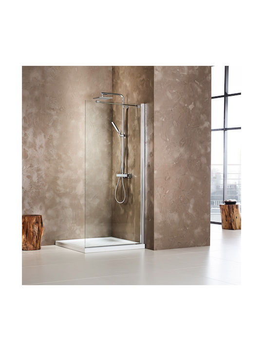 Devon Iwis Walk-In Shower Screen for Shower 90x185cm Clean Glass Chrome