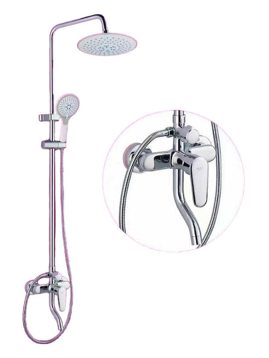 Shower Column with Mixer Silver