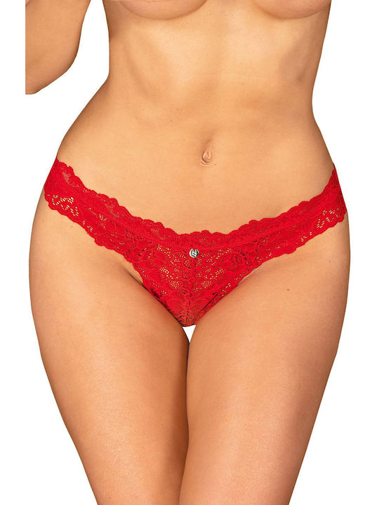 Obsessive Amor Cherris Women's String with Lace Red D-236950