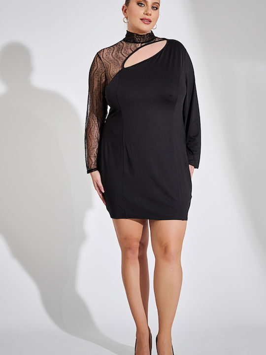 Lace Mini Dress Black