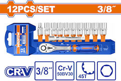 Wadfow Ratchet With Sockets 3\8" 12 Pieces Wadfow Ratchet With Sockets 3\8" 12 Pieces