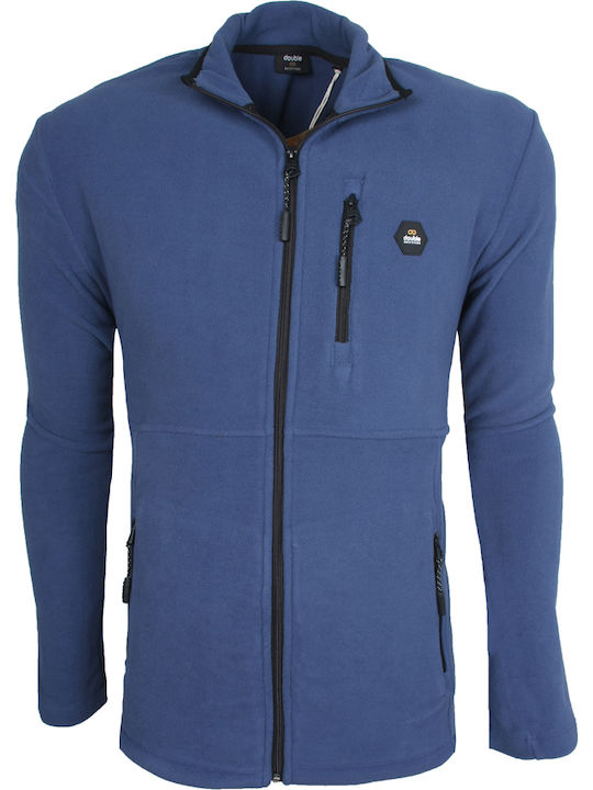 Double Ανδρική Ζακέτα Fleece Μπλε