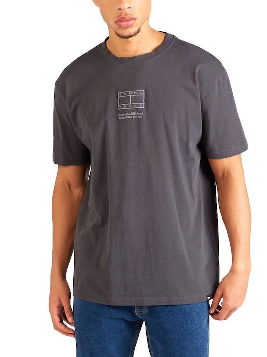 Tommy Hilfiger Flag Ανδρικό T-shirt Κοντομάνικο ΓΚΡΙ