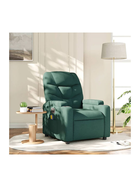 Relax Armchair Massage with Footstool Dark Green 74x89x100cm