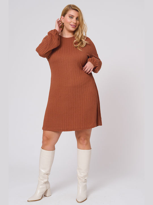 Mini Dress Knitted Brown