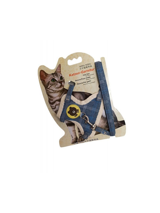 Rolinger Cat Harness with Guide Blue